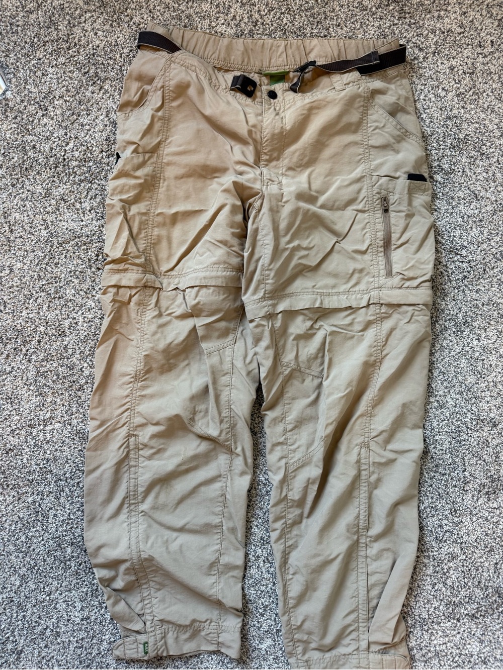 REI Convertible Hiking Pants Women's 14 Tan UPF 50+ Cargo Zip-Off Outdoor